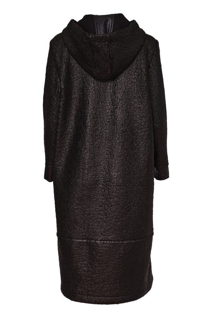NAYA Jaquard Leather Look Coat - black