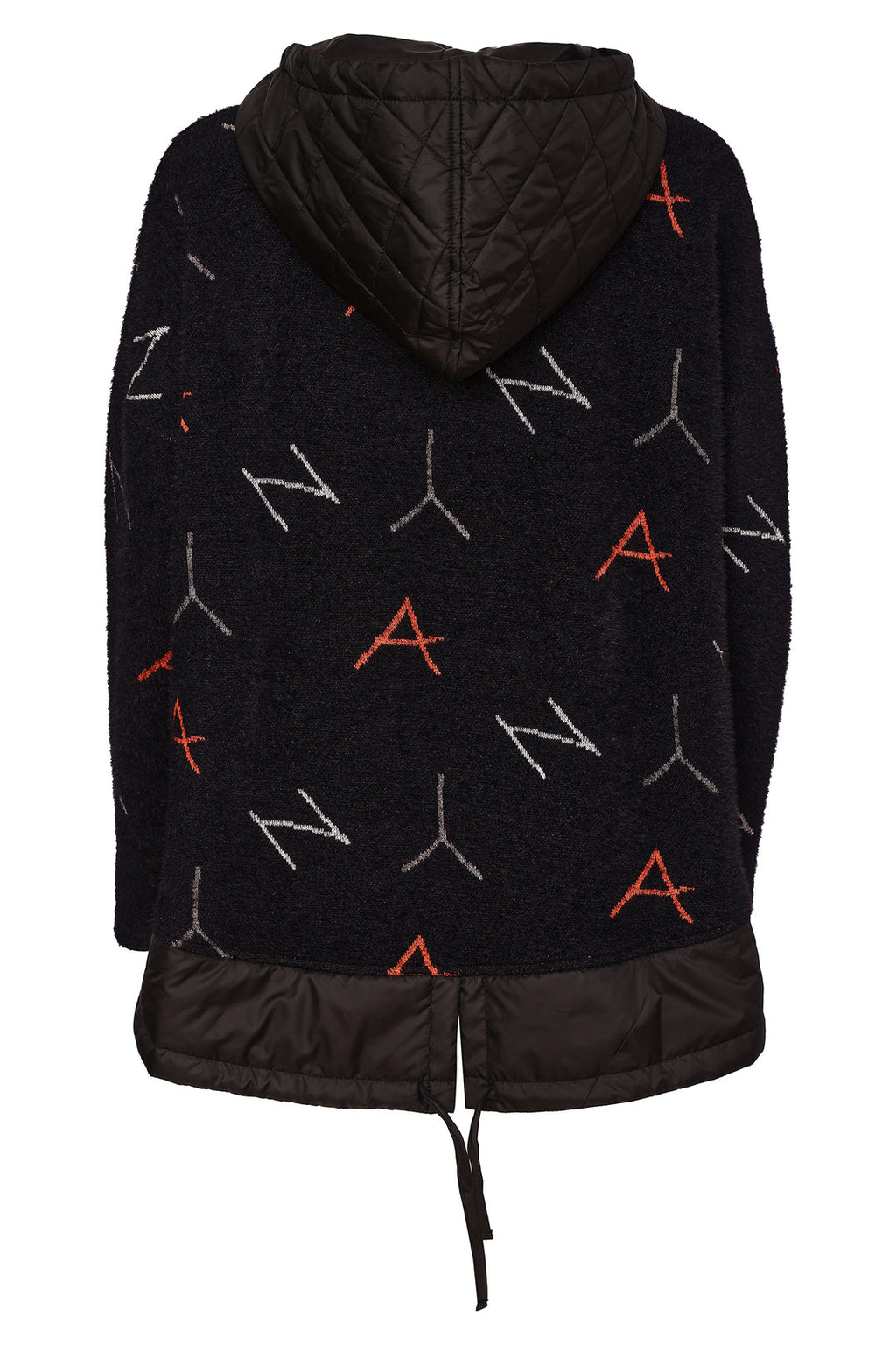 NAYA Print Jaquard Top With Contrast Hood And Hemline- black/tigerlily
