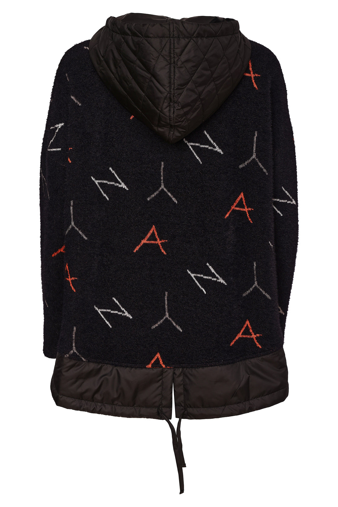 NAYA Print Jaquard Top With Contrast Hood And Hemline- black/tigerlily