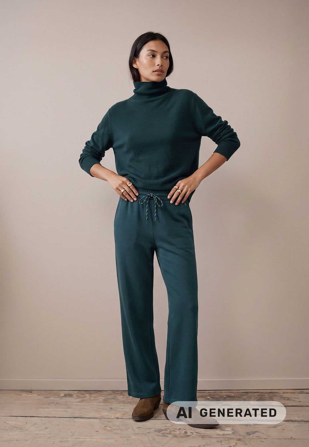 Fynch Hatton Pullover Rollneck Wool Mix- emerald green