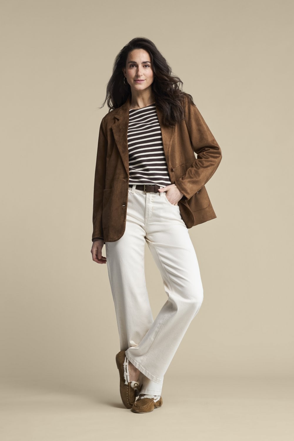 Red Button Terry Stripe - brown/cream