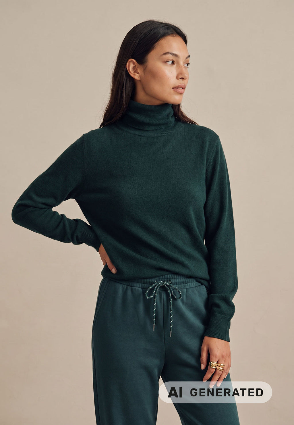 Fynch Hatton Pullover Rollneck Wool Mix- emerald green