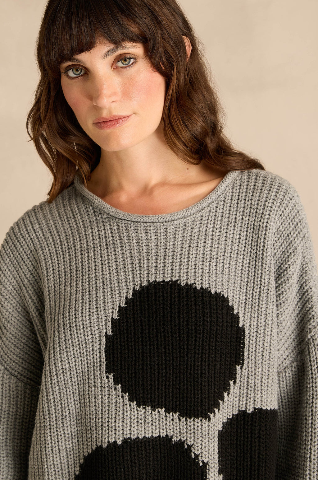 NAYARound NeckKnit With Spot NAW26261 - black/grey