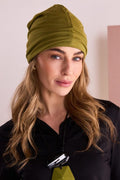 NAYA Beanie Hat With Contrast Turn Up And Glove Set - avacado/ black