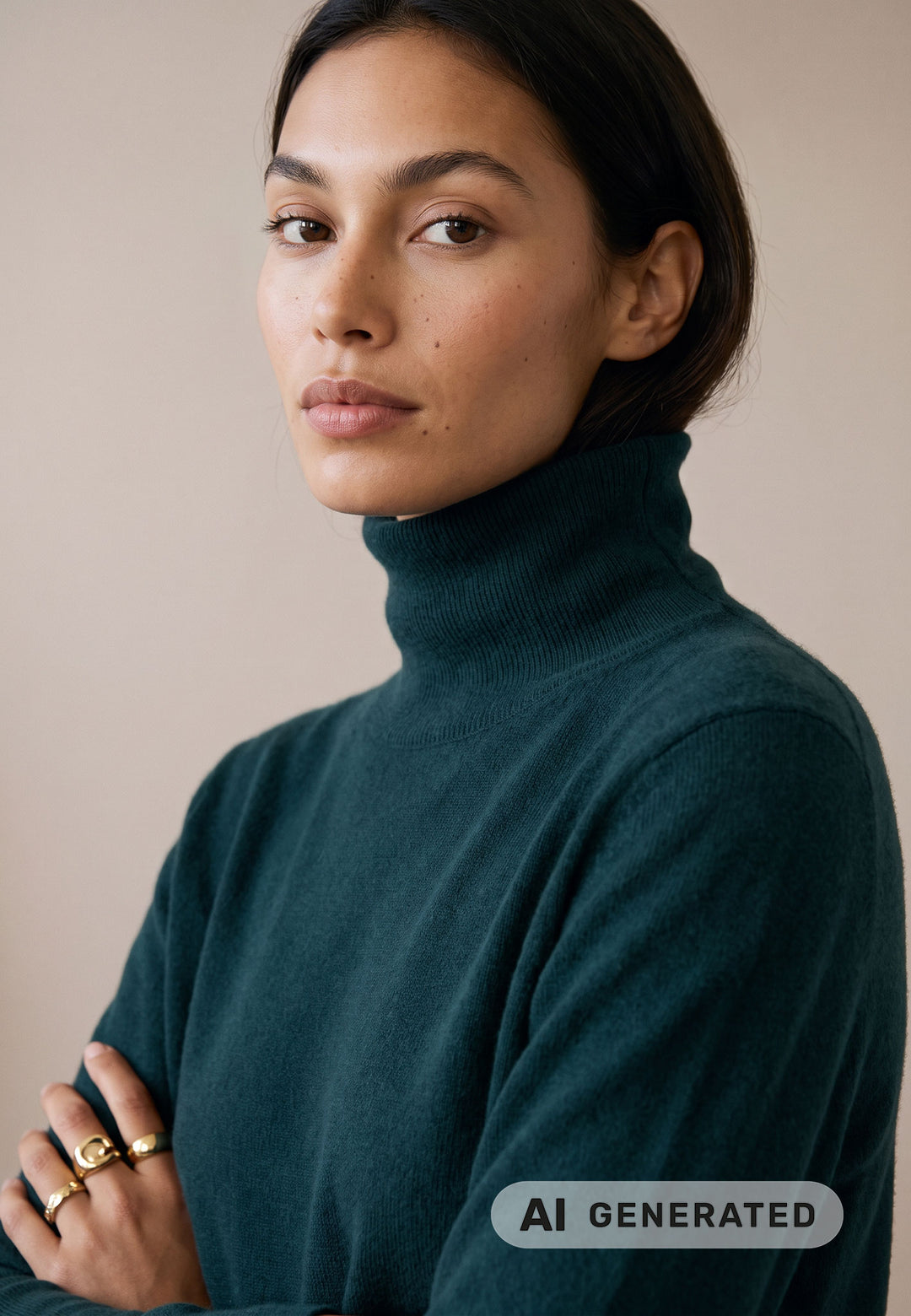 Fynch Hatton Pullover Rollneck Wool Mix- emerald green