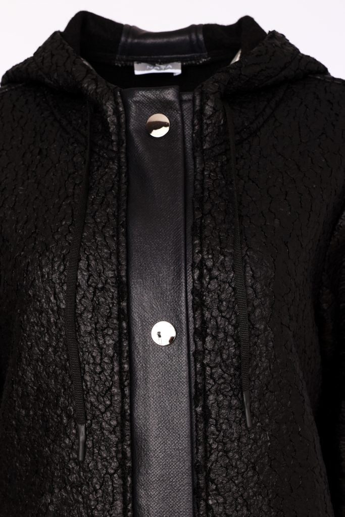 NAYA Jaquard Leather Look Coat - black