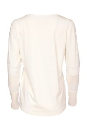 NAYA Jersey Top with Mesh Sleeve Insets -  cream