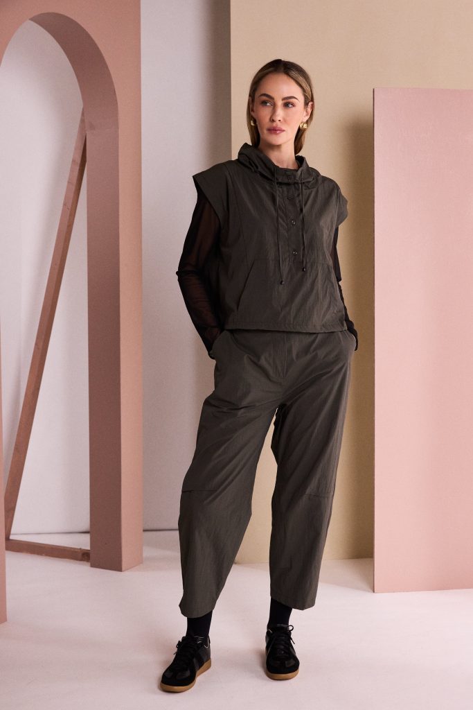 NAYA Baloon Shape Trouser With Knee Dart - thyme