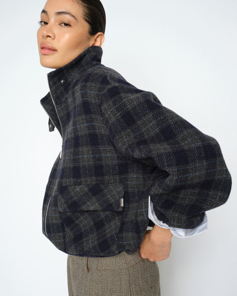 MM Camille Check Jacket - Salute Navy