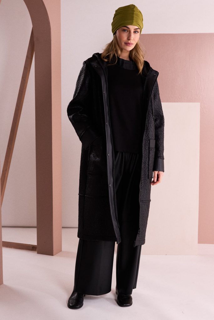 NAYA Jaquard Leather Look Coat - black