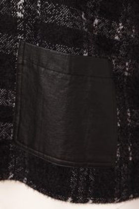 NAYA Check Knit Top With Leatherette Pocket And Zip Detail - black/ grey