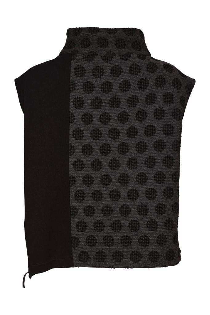 NAYA Sleeveless Top With Spot Jaquard Front Panel With Placket NAW26273 - grey/black