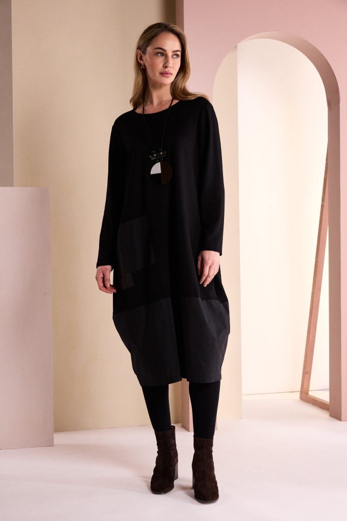 NAYA Dress With Metal Sections And Neckpiece - black