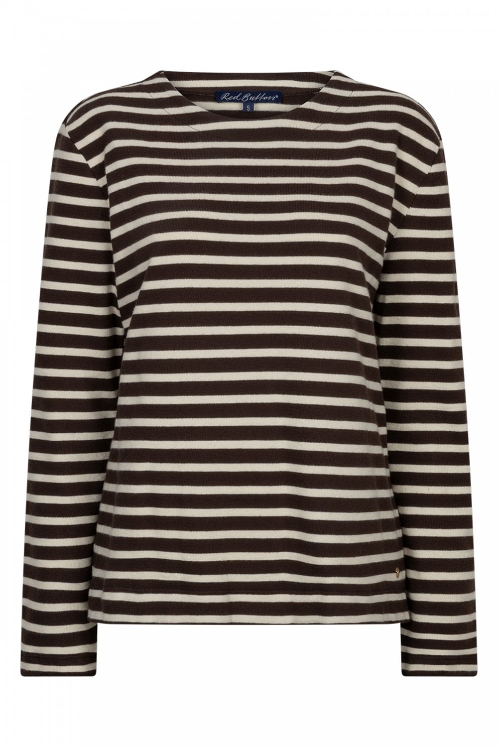 Red Button Terry Stripe - brown/cream