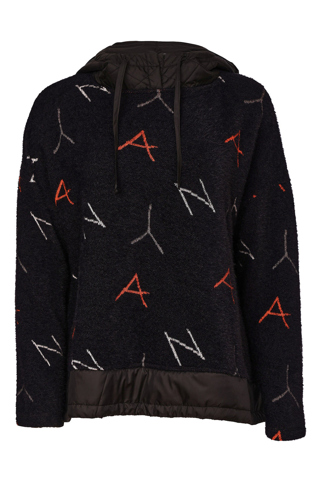NAYA Print Jaquard Top With Contrast Hood And Hemline- black/tigerlily
