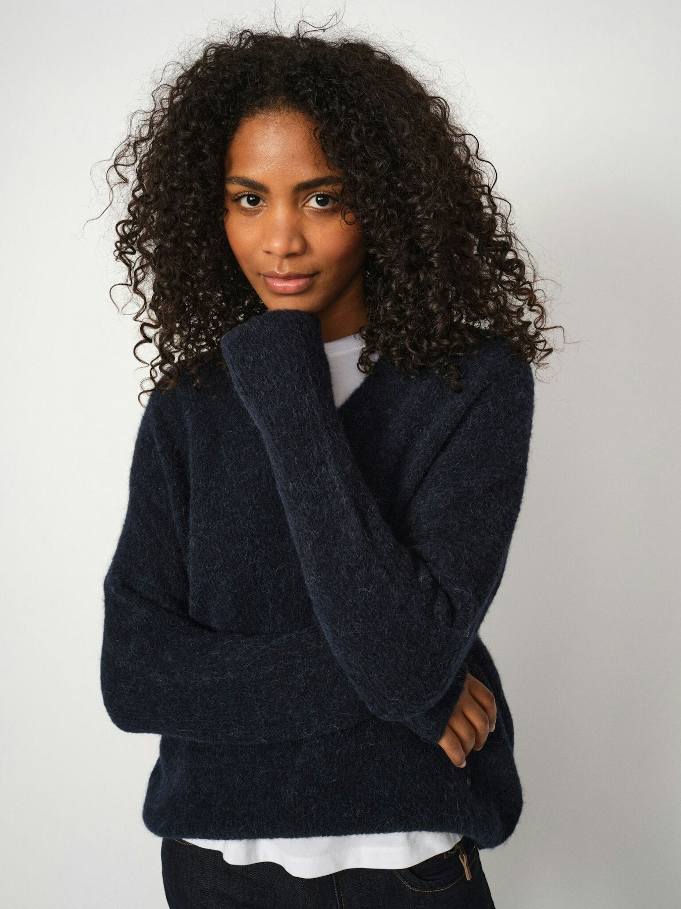 Mos Mosh Thora V-neck Knit - Salute Navy
