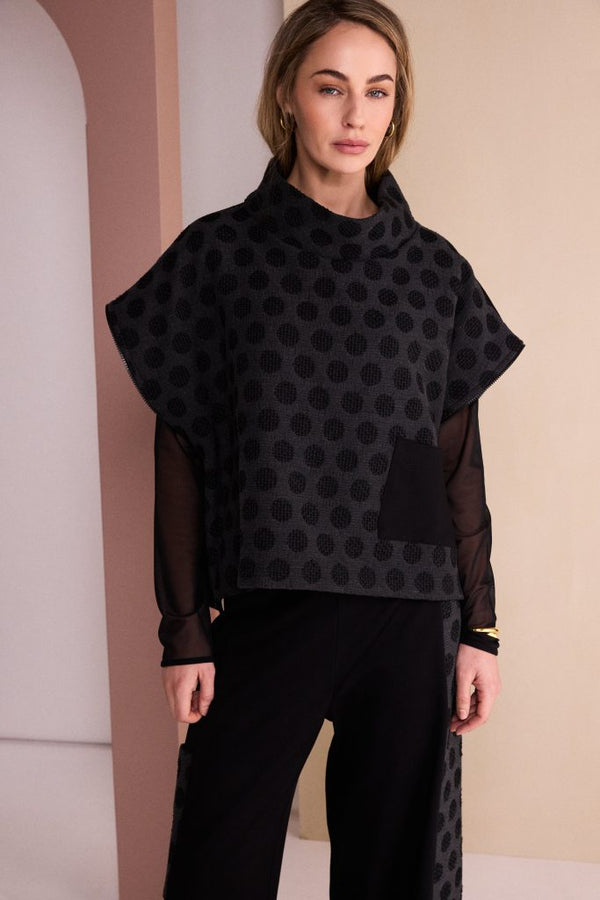NAYA Spot Jaquard Top With Pocket And Side Zip NAW26311 -black/grey