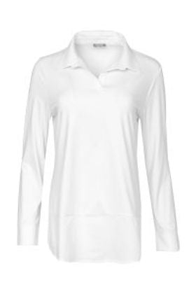NAYA Jersey Top with Cotton Collar, Cuffs and Hem Panel - white NAW 26107
