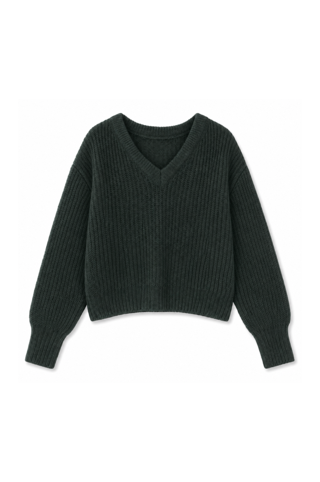 TWNS ANAKONI solid Long Sleeve V-neck Sweater - Military