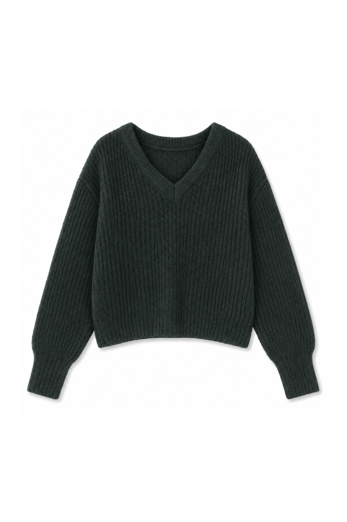 TWNS ANAKONI solid Long Sleeve V-neck Sweater - Military