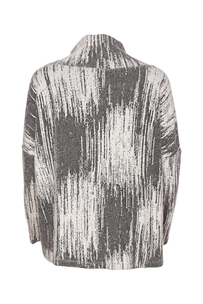 Naya Print Square Shape High Neck Top - off white/black