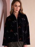NAYA Knit Print Jaquard Jacket With Hood - black/tigerlily
