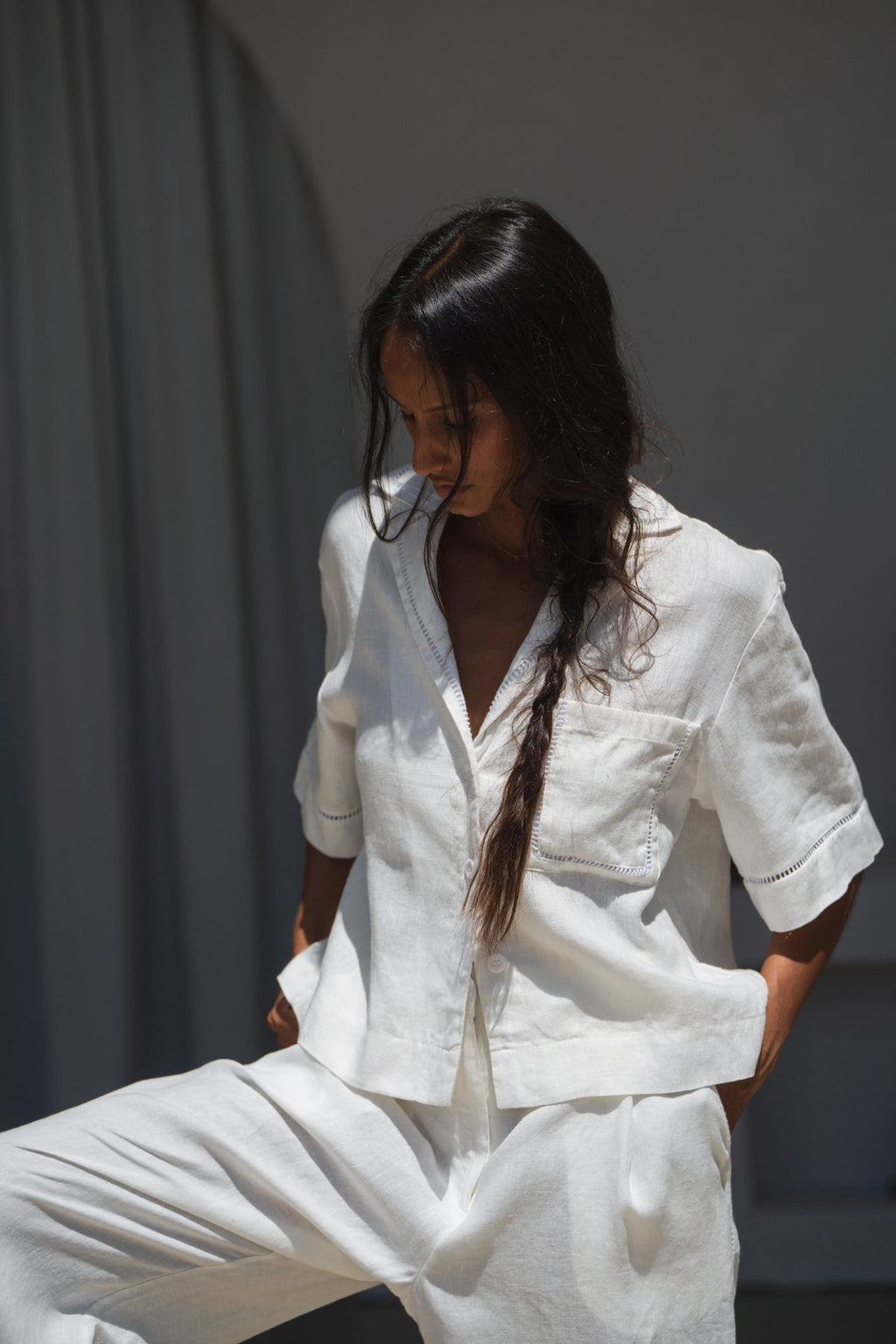 Lilly Pilly Quinn Linen Shirt - ivory
